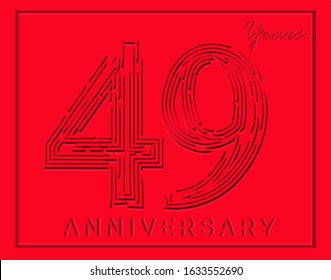49th Anniversary with abstract motif with an elegant red color, anniversary template design for web ,Creative poster, booklet, leaflet, flyer, magazine, invitation card