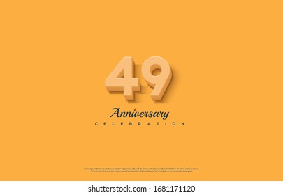 49th anniversary background with orange-colored number illustration and black text below.