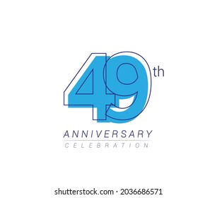 49th anniversary blue colored vector design for birthday celebration, isolated on white background