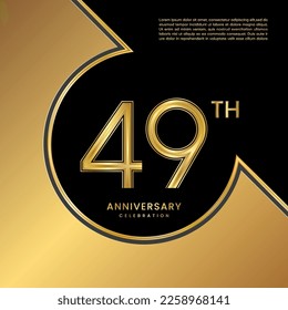 49th Anniversary Celebration. Logo design with gold color numbers for an anniversary celebration event. Logo Vector Templates