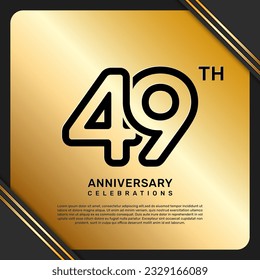 49th anniversary celebration template design with simple and luxury style in golden color, vector template