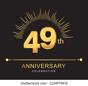 49th anniversary design with golden color and firework for anniversary celebration