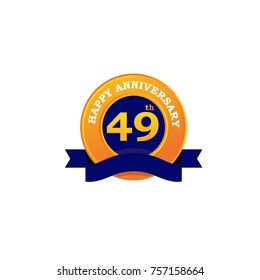 49th Anniversary emblematic logo design blue and gold