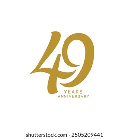 Logotipo del 49.º, 49.º aniversario, color de oro del logotipo 49, elemento de diseño de Plantilla de Vector para cumpleaños, invitación, boda, jubileo e ilustración de tarjeta de felicitación.