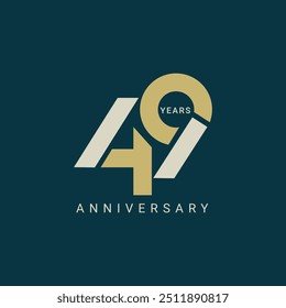 Logotipo del 49.º, 49.º aniversario, color de oro del logotipo 49, elemento de diseño de Plantilla de Vector para cumpleaños, invitación, boda, jubileo e ilustración de tarjeta de felicitación.