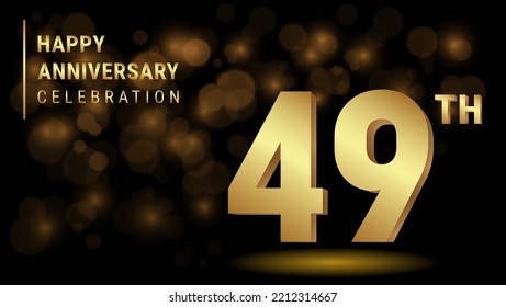 49th anniversary logo with gold color for booklets, leaflets, magazines, brochure posters, banners, web, invitations or greeting cards. Vector illustration.