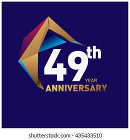 49th anniversary logo with gold shape modern looks. Anniversary signs illustration. Gold anniversary logo design and illustration?