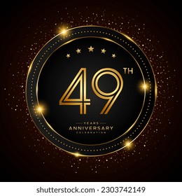 49th anniversary logo with golden color double line style