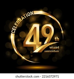 49th Anniversary Logo, Template design for anniversary celebration with golden ring and text, vector illustration