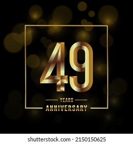 49th Anniversary logotype. Anniversary celebration template design with golden ring for booklet, leaflet, magazine, brochure poster, banner, web, invitation or greeting card. Vector illustrations.