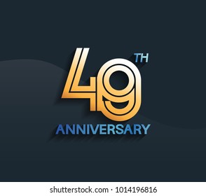 49th anniversary logotype with multiple line golden color isolated on dark blue background for celebration