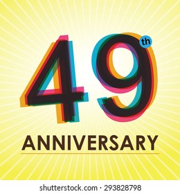 49th Anniversary poster / template design in retro style - Vector Background
