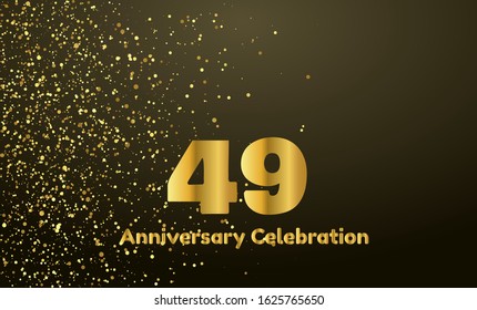 49th Anniversary vector party background with gold glitter and gold font, editable illustration eps 10