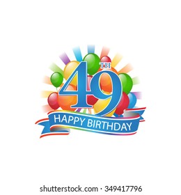 105 Colorful Happy Birthday Logo With Balloons And Burst Of Light ...