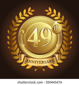 49th golden anniversary wreath ribbon logo