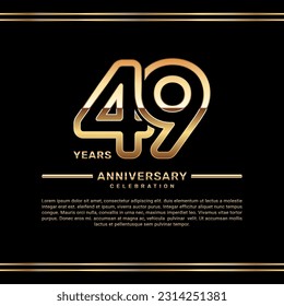 49th year anniversary celebration logo design with gold number, vector template illustration