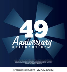 49th year anniversary celebration vector template design illustration with white text elegant blue shiny background.	