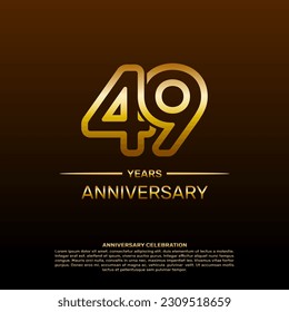 49th year anniversary design template in gold color. vector template illustration