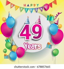 49th Years Anniversary Celebration Birthday Card Stock Vector (Royalty ...