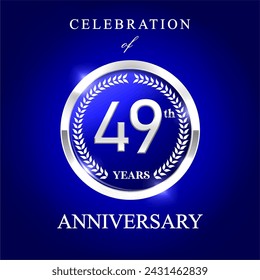 49th years anniversary celebration emblem . anniversary logo isolated with silver circle. vector illustration template design for web, poster, flyers,