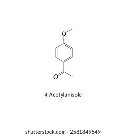 4-Acetylanisole skeletal structure.Ketone Ether Derivative compound schematic illustration. Simple diagram, chemical structure.
