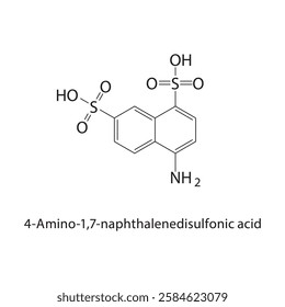 4-Amino-1,7-naphthalenedisulfonic acid skeletal structure.Naphthalenedisulfonic acid derivative compound schematic illustration. Simple diagram, chemical structure.