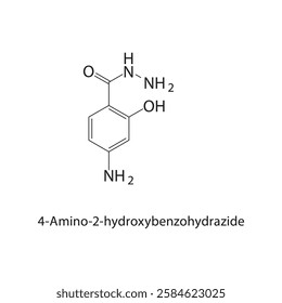 4-Amino-2-hydroxybenzohydrazide skeletal structure.Benzohydrazide derivative compound schematic illustration. Simple diagram, chemical structure.
