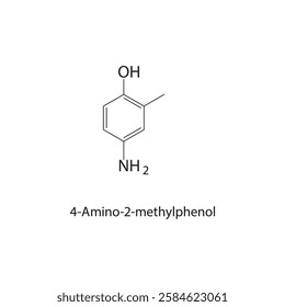 4-Amino-2-methylphenol skeletal structure.Aminophenol derivative compound schematic illustration. Simple diagram, chemical structure.