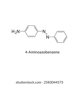 4-Aminoazobenzene skeletal structure.Azo compound compound schematic illustration. Simple diagram, chemical structure.