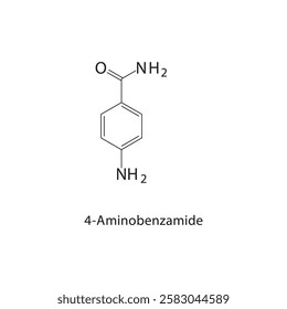 4-Aminobenzamide skeletal structure.Amide compound schematic illustration. Simple diagram, chemical structure.
