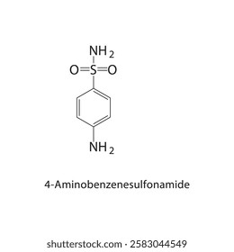 4-Aminobenzenesulfonamide skeletal structure.Sulfonamide compound schematic illustration. Simple diagram, chemical structure.