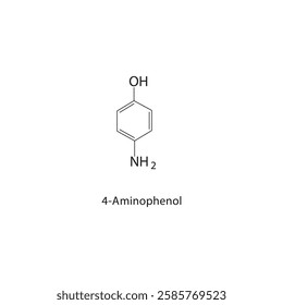 4-Aminophenol skeletal structure.Aminophenol derivative compound schematic illustration. Simple diagram, chemical formula.