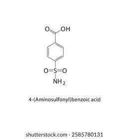 4-(Aminosulfonyl)benzoic acid skeletal structure.Benzoic acid derivative compound schematic illustration. Simple diagram, chemical formula.