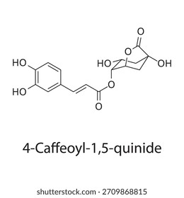4-Caffeoyl-1,5-chinid-Molekülstruktur, aus Kaffee gewonnene bioaktive Verbindung, sauberes wissenschaftliches Vektordiagramm, skelettchemische Formel