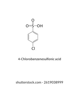 4-Chlorobenzenesulfonic acid skeletal structure. Aromatic Sulfonic Acid compound schematic illustration. Simple diagram, chemical formula.