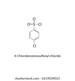 4-Chlorobenzenesulfonyl chloride skeletal structure. Aromatic Sulfonyl Chloride compound schematic illustration. Simple diagram, chemical formula.