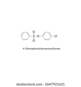 Estrutura esquelética do benzenossulfonato de 4-clorofenilo Ilustração esquemática do composto de arilsulfonato halogenado. Diagrama simples, fórmula química.