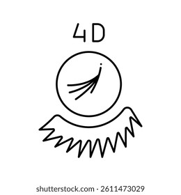 4d eyelashes line icon vector. 4d eyelashes sign. isolated contour symbol black illustration