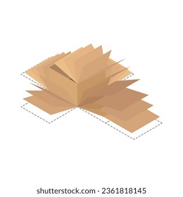4d Printing technology flat vector illustration box folding 