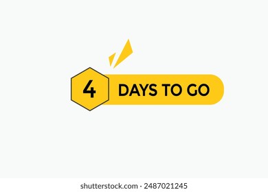 4 días para ir, icono, estilo, temporizador, cuenta atrás, reloj, ir a, tiempo, fondo, Plantilla, 4 días para ir, cuenta atrás, etiqueta, Anuncio izquierdo, negocio, venta, Botón de etiqueta

