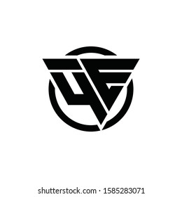 4E E4 Triangle Logo Circle Monogram Design Vector Super Hero Concept, YE EY Logo Design