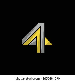 4/Four Numeric Typography Modern Abstract Creative Business Logo