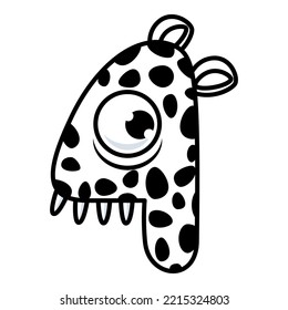 4.Funny Monsters Colorful Numbers, Cute Fantasy Aliens in the Shape of Numerals. Cartoon numbers from 0 to 9 icons are made in the form of human figures with big eyes and face. Arabic numerals. Vector