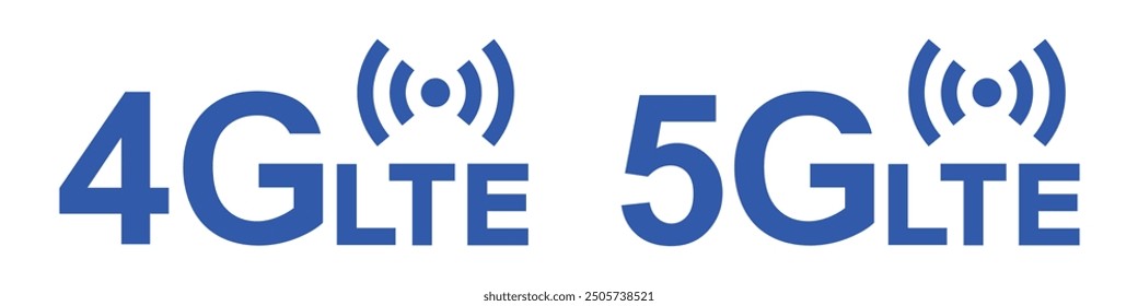 4G- und 5G-LTE-Set-Symbol, Vektorgrafik
