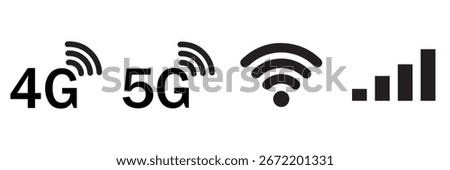 4g and 5g network icons with wi-fi