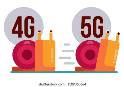 4g and 5g snails. funny vector illustration