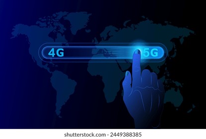 4G to 5G Transition concept. 5G (5th Generation) network connecting technology future global.