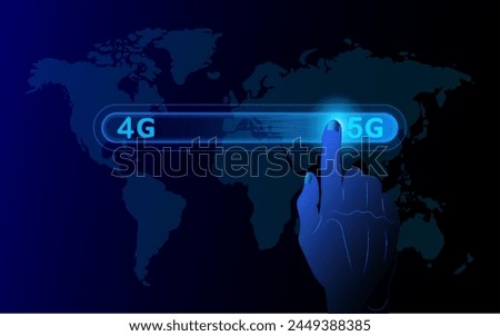 4G to 5G Transition concept. 5G (5th Generation) network connecting technology future global.