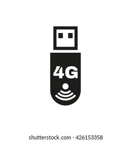The 4g adapter icon. Transfer and connection, data symbol. UI. Web. Logo. Sign. Flat design. App. Stock vector