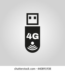 The 4g adapter icon. Transfer and connection, data symbol. UI. Web. Logo. Sign. Flat design. App. Stock vector